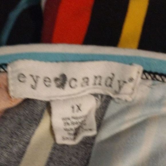 Cold Shoulder Maxi Romper Shorts Spaghetti Straps Button Down Stripes Size 1X - Picture 6 of 13